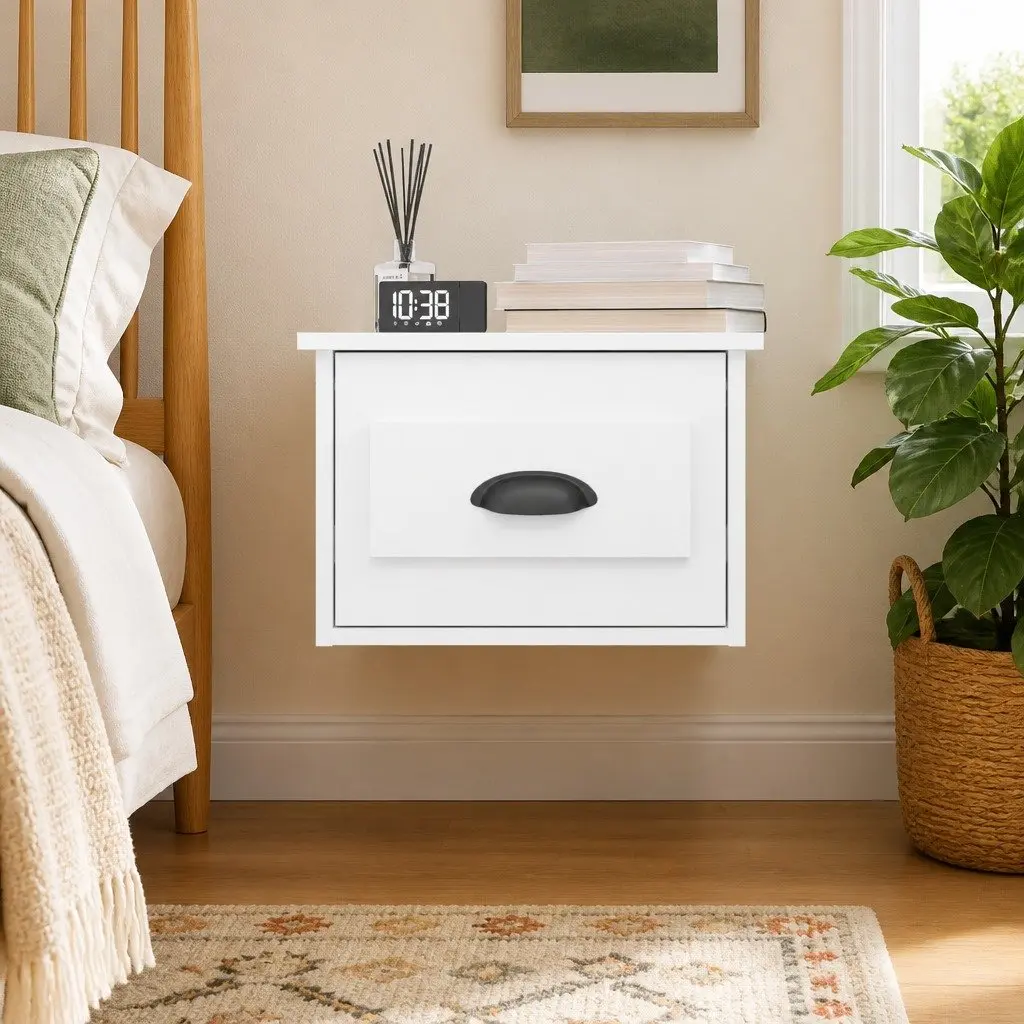 Wall-mounted Bedside Cabinet Engineered Wood 41.5cm x 36cm x 28cm White