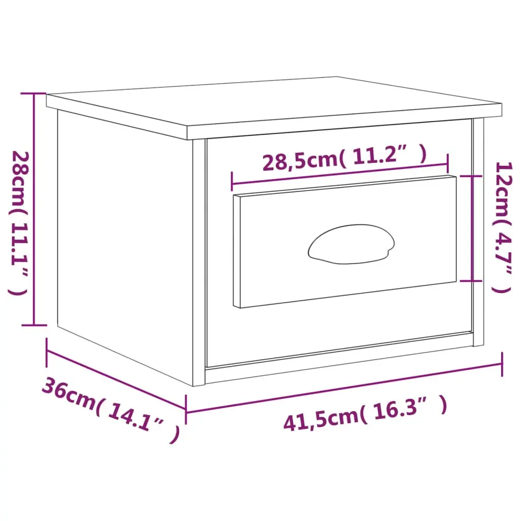 Wall-mounted Bedside Cabinet Engineered Wood 41.5cm x 36cm x 28cm White