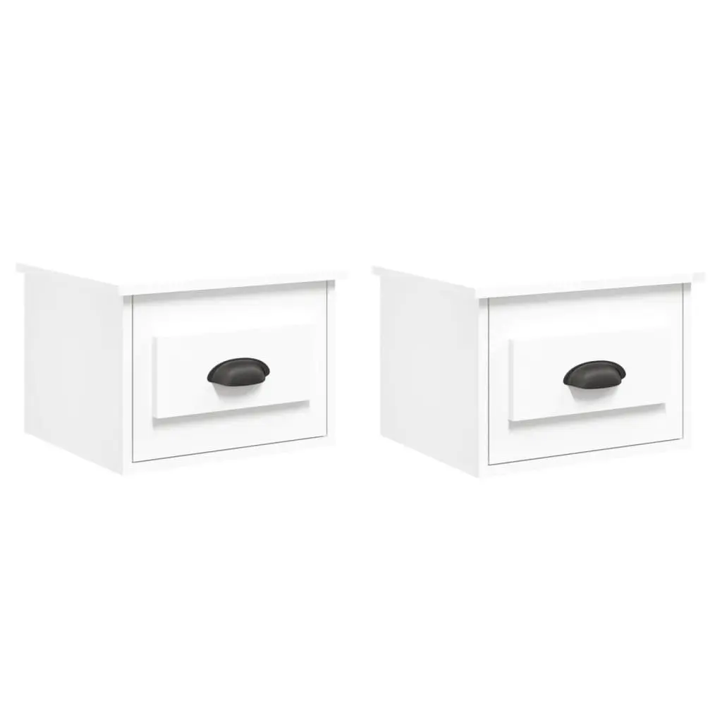 Wall-mounted Bedside Cabinet Engineered Wood 41.5 x 36 x 28 cm White Set of 2
