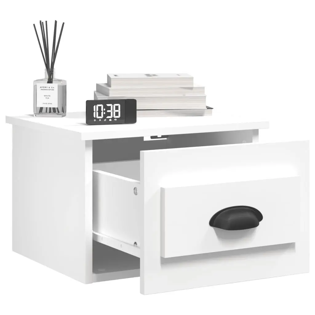 Wall-mounted Bedside Cabinet Engineered Wood 41.5 x 36 x 28 cm White Set of 2