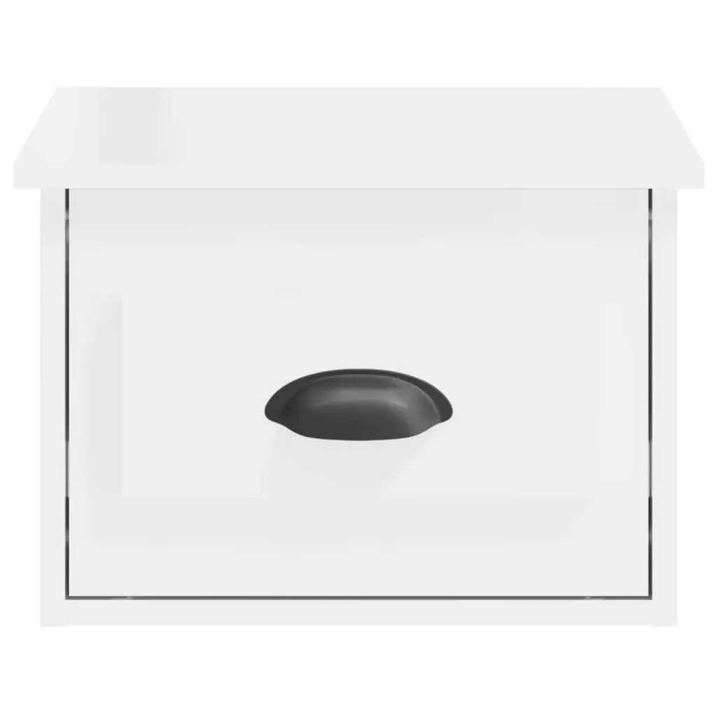Wall-mounted Bedside Cabinets 2 pcs White Floating Storage Drawer Organiser