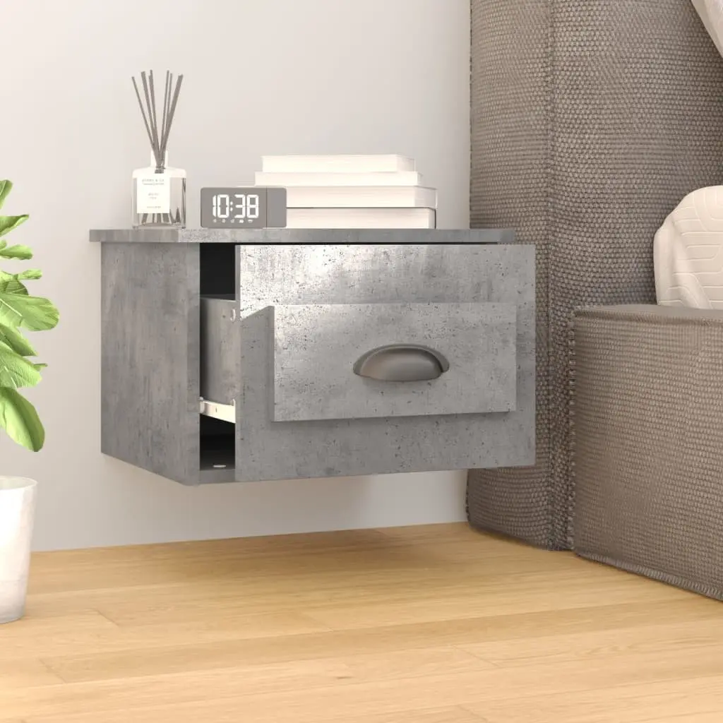 Wall-mounted Bedside Cabinet Engineered Wood Grey 41.5cm W x 36cm H x 28cm D