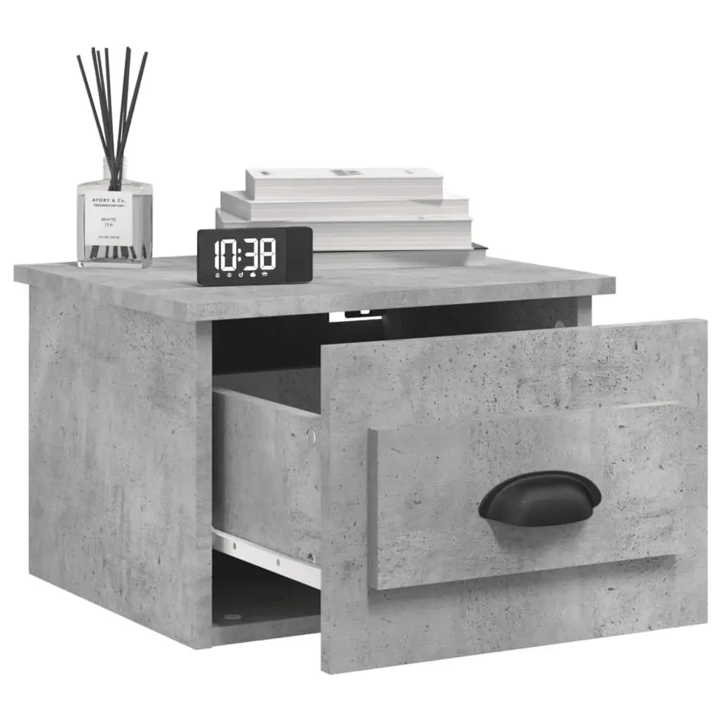 Wall-mounted Bedside Cabinet Engineered Wood Grey 41.5cm W x 36cm H x 28cm D