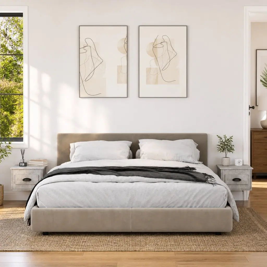 Floating Bedside Cabinets Grey Engineered Wood 2 Piece Wall-mounted Storage Drawer 41.5 x 36 x 28 cm