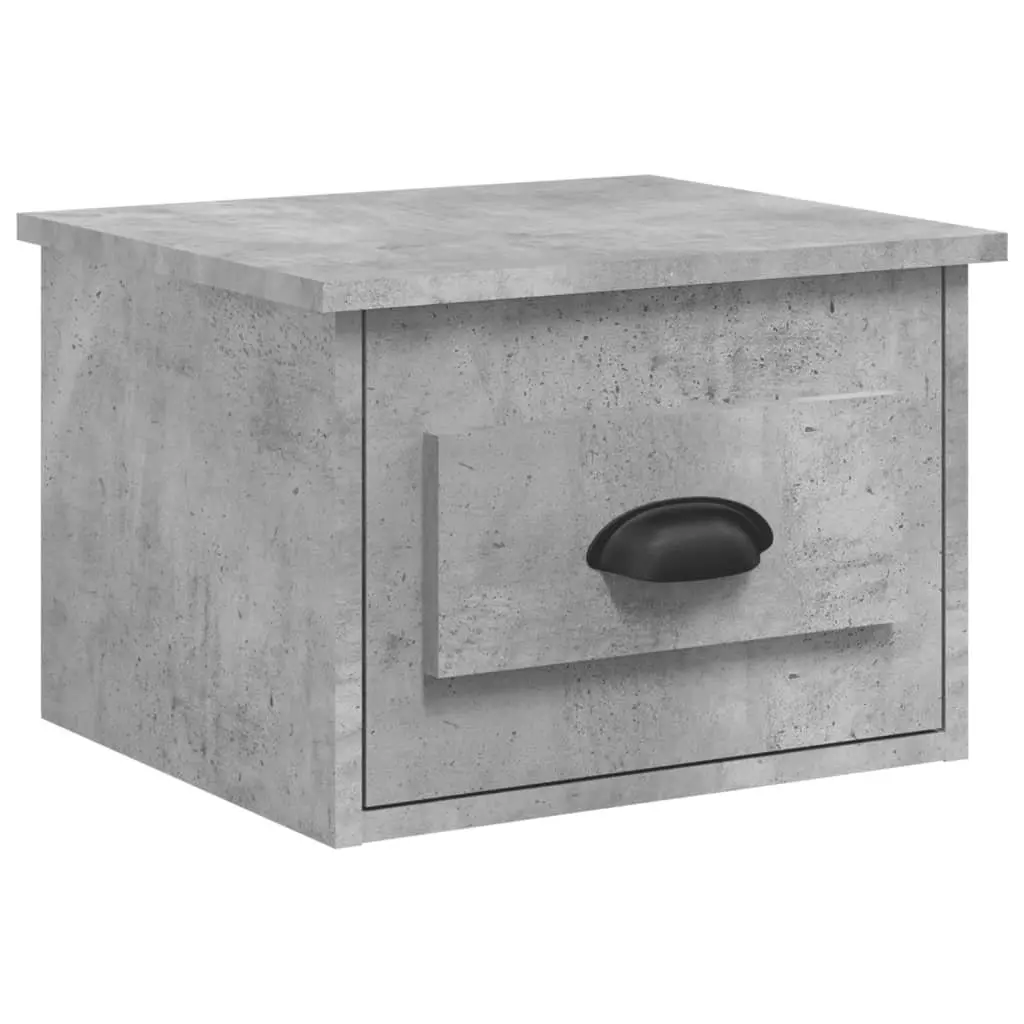 Floating Bedside Cabinets Grey Engineered Wood 2 Piece Wall-mounted Storage Drawer 41.5 x 36 x 28 cm