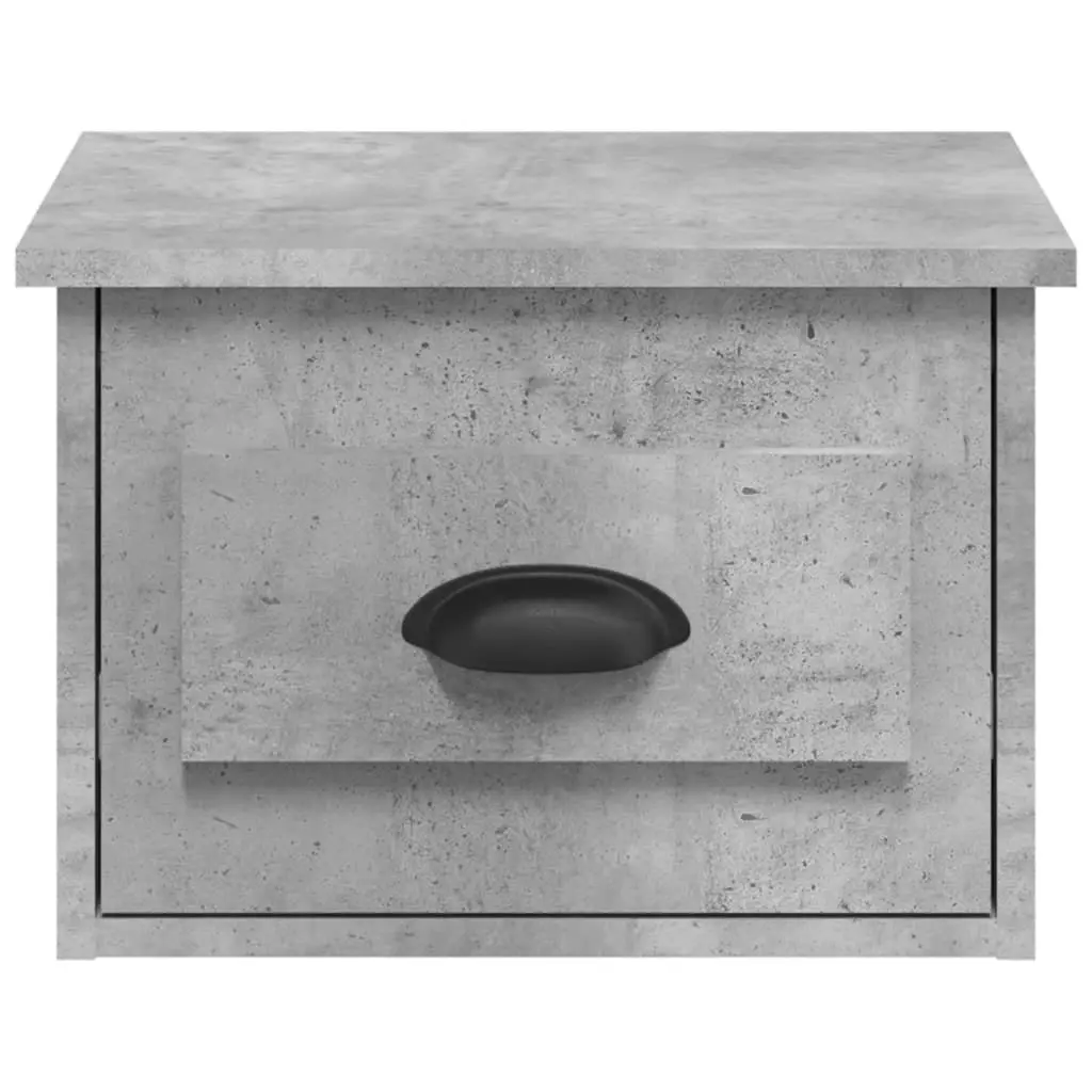 Floating Bedside Cabinets Grey Engineered Wood 2 Piece Wall-mounted Storage Drawer 41.5 x 36 x 28 cm