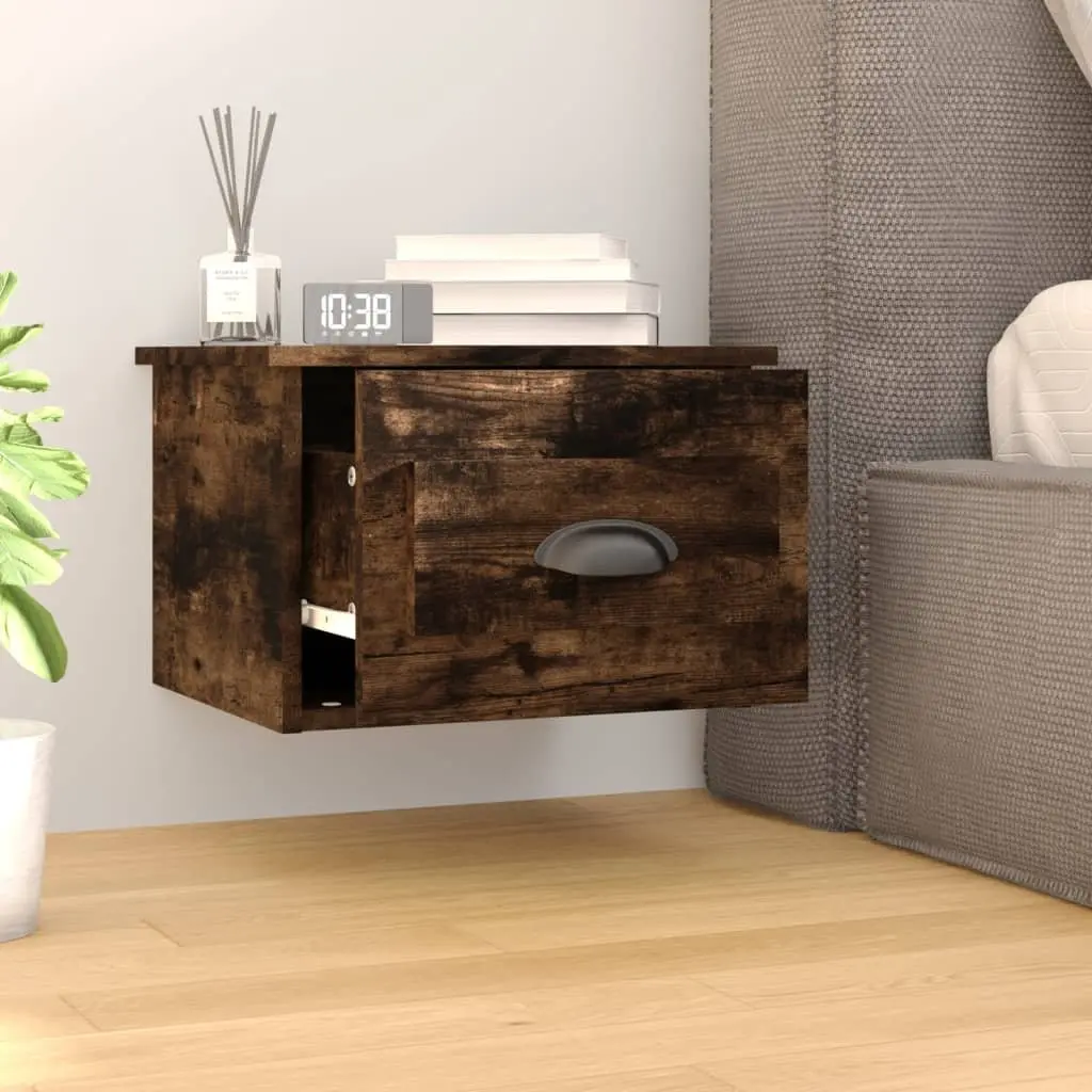 2 pcs Wall-mounted Nightstands in Brown
