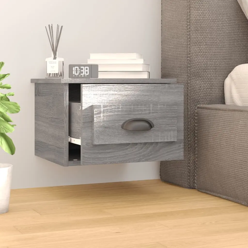 Wall-mounted Bedside Cabinets Engineered Wood 41.5 x 36 x 28 cm Grey Sonoma 2 pcs