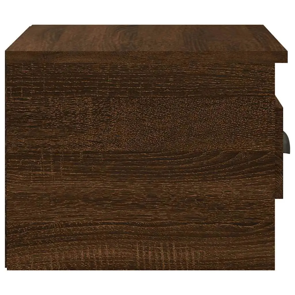 Wall-mounted Bedside Cabinets 2 pcs Brown Oak Floating Storage Drawer Bedroom
