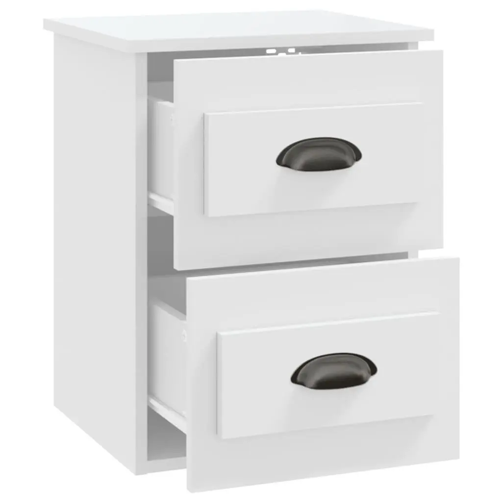 Wall-mounted Bedside Cabinet 2 Drawers White Floating Storage 41.5x36x53cm