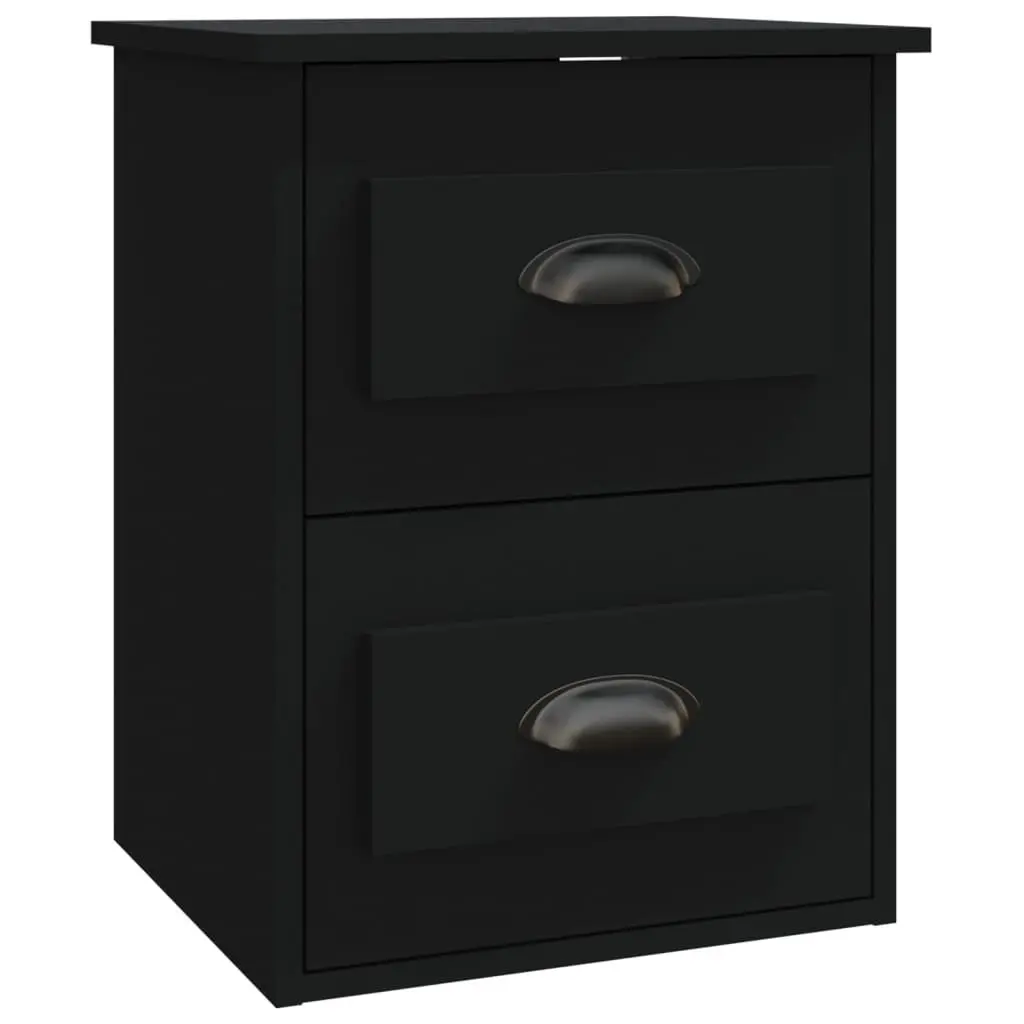 Wall-mounted Bedside Cabinet Black 41.5x36x53cm Floating Storage Unit Drawers
