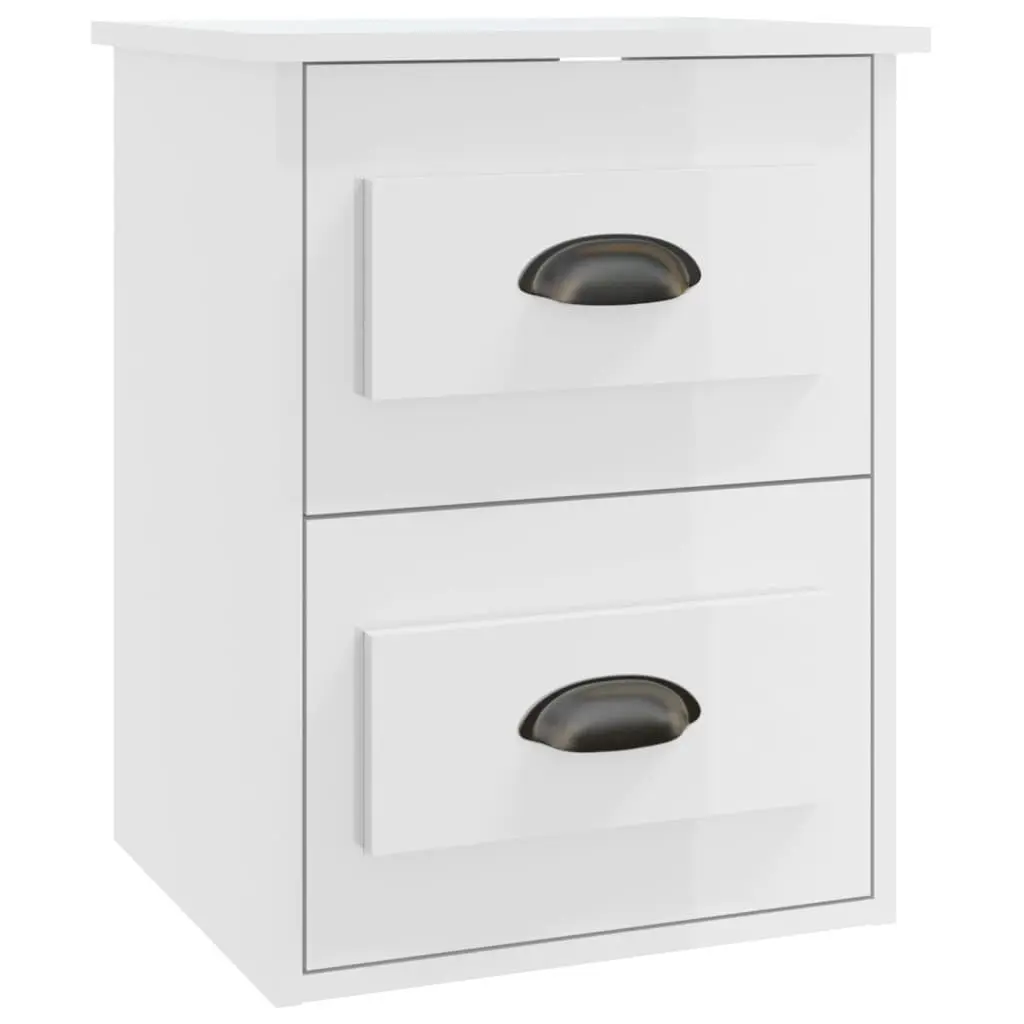 Wall-mounted Bedside Cabinet 2 Drawers Floating Storage White 41.5x36x53cm