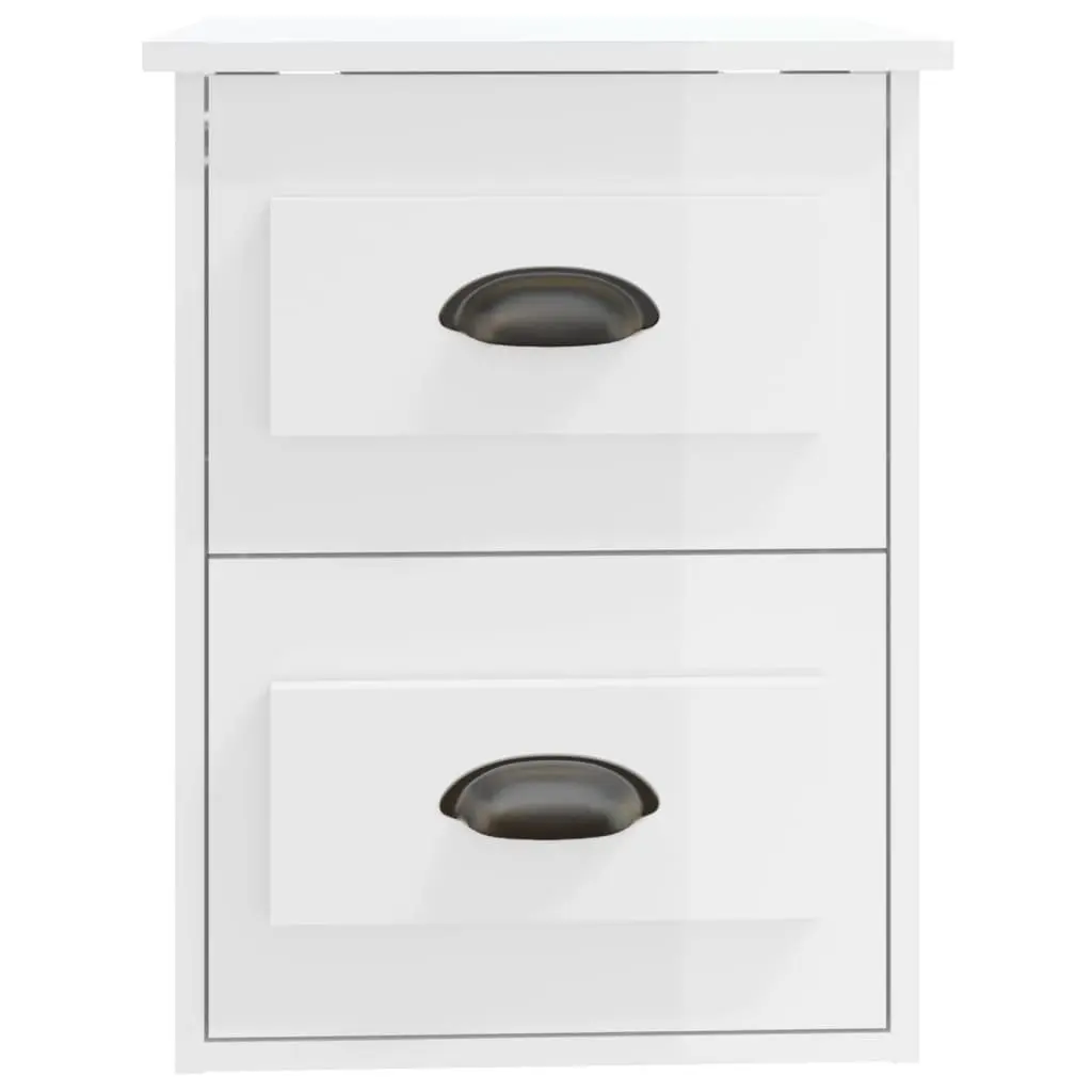 Wall-mounted Bedside Cabinet 2 Drawers Floating Storage White 41.5x36x53cm