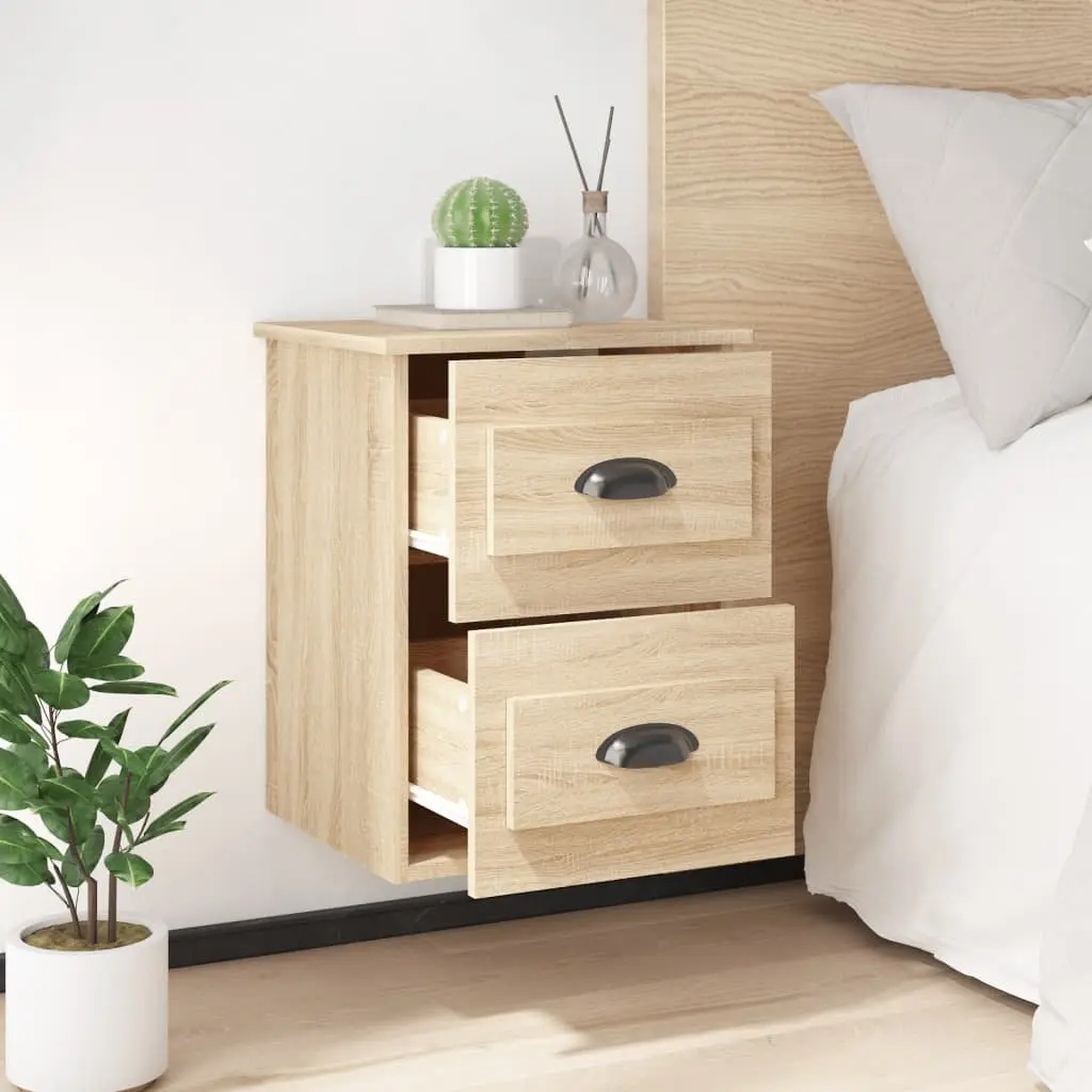Wall-mounted Bedside Cabinet Engineered Wood 41.5 x 36 x 53 cm Brown Floating Storage Unit