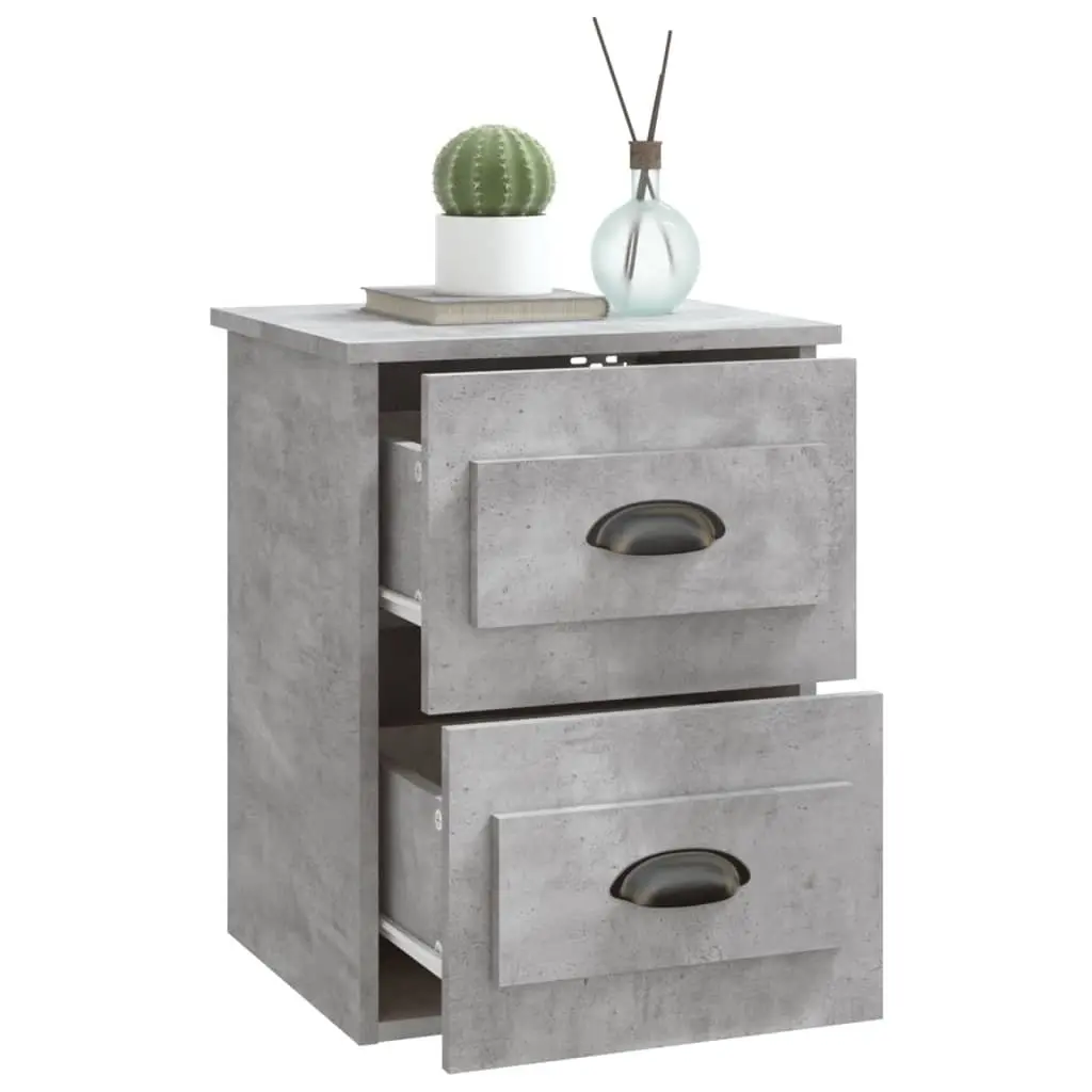 Wall Mounted Bedside Cabinet Engineered Wood 41.5cm x 36cm x 53cm Grey 2 Drawers