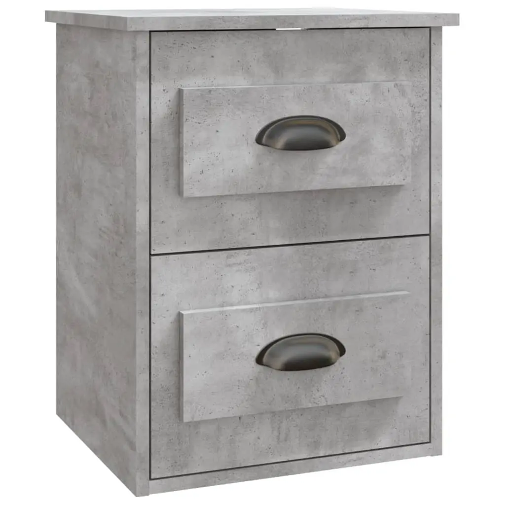 Wall Mounted Bedside Cabinet Engineered Wood 41.5cm x 36cm x 53cm Grey 2 Drawers