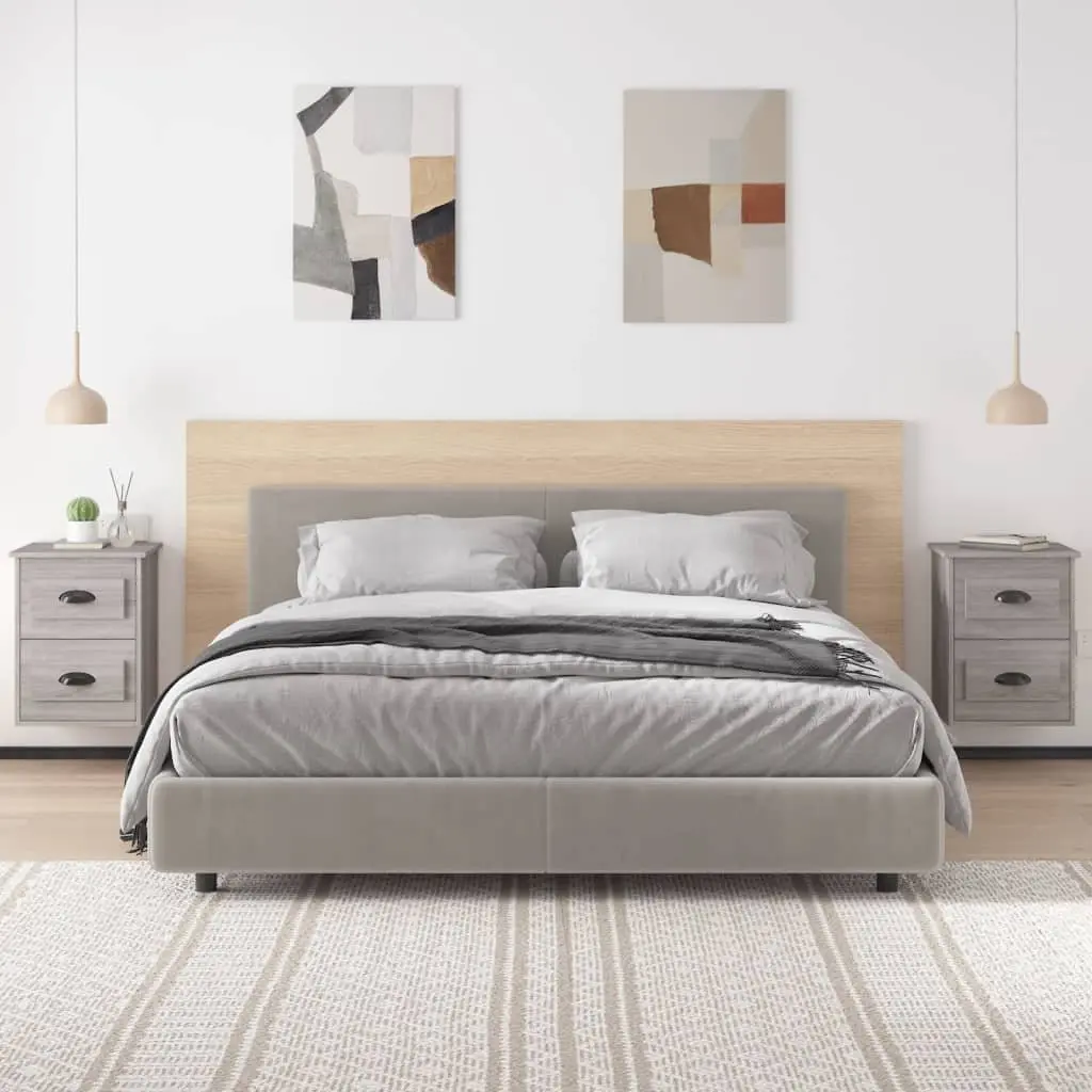 Wall Mounted Floating Storage Unit Grey Engineered Wood Bedside Cabinet with 2 Drawers
