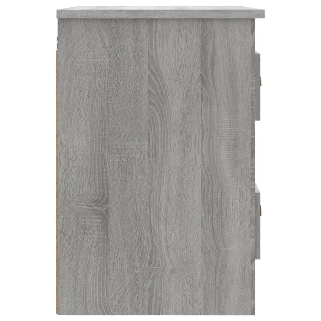 Wall Mounted Floating Storage Unit Grey Engineered Wood Bedside Cabinet with 2 Drawers