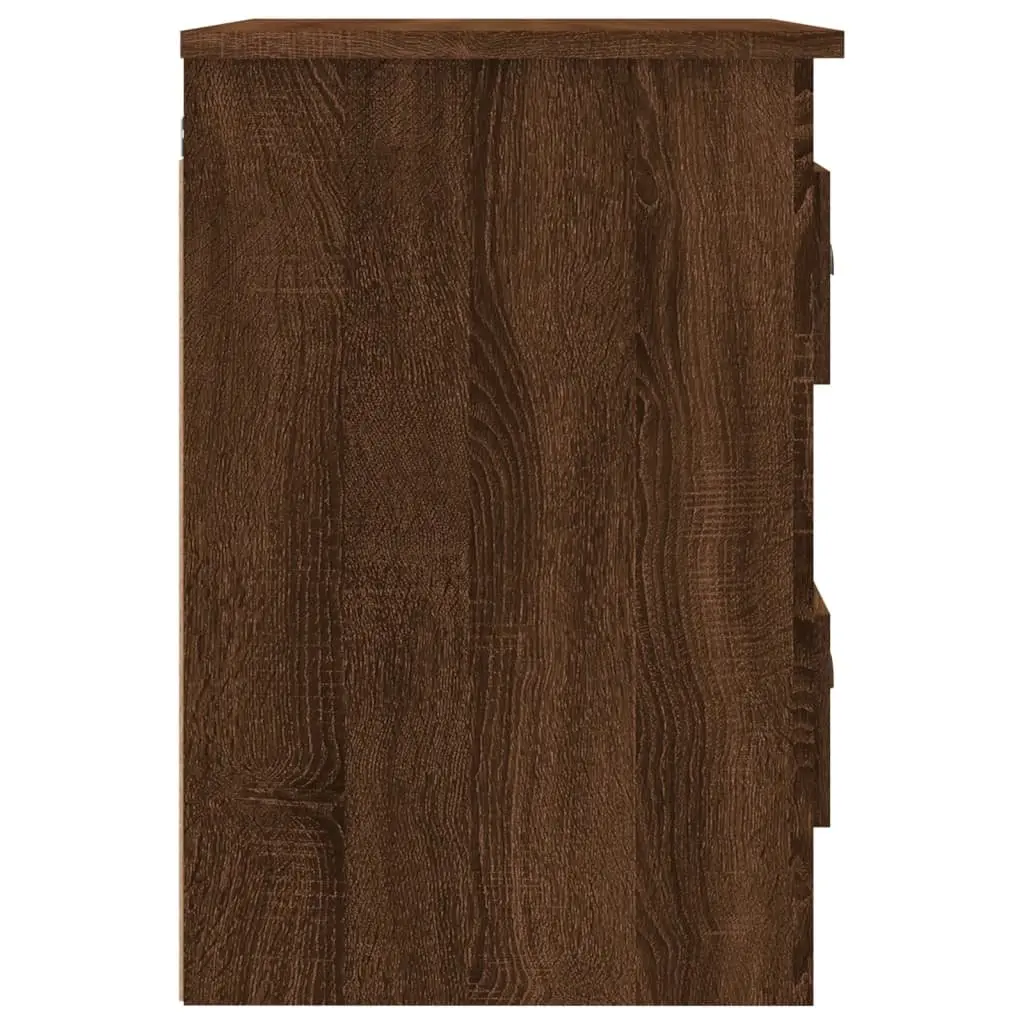 Wall-mounted Bedside Cabinet 2 Drawer Floating Storage Brown Oak 41.5x36x53cm