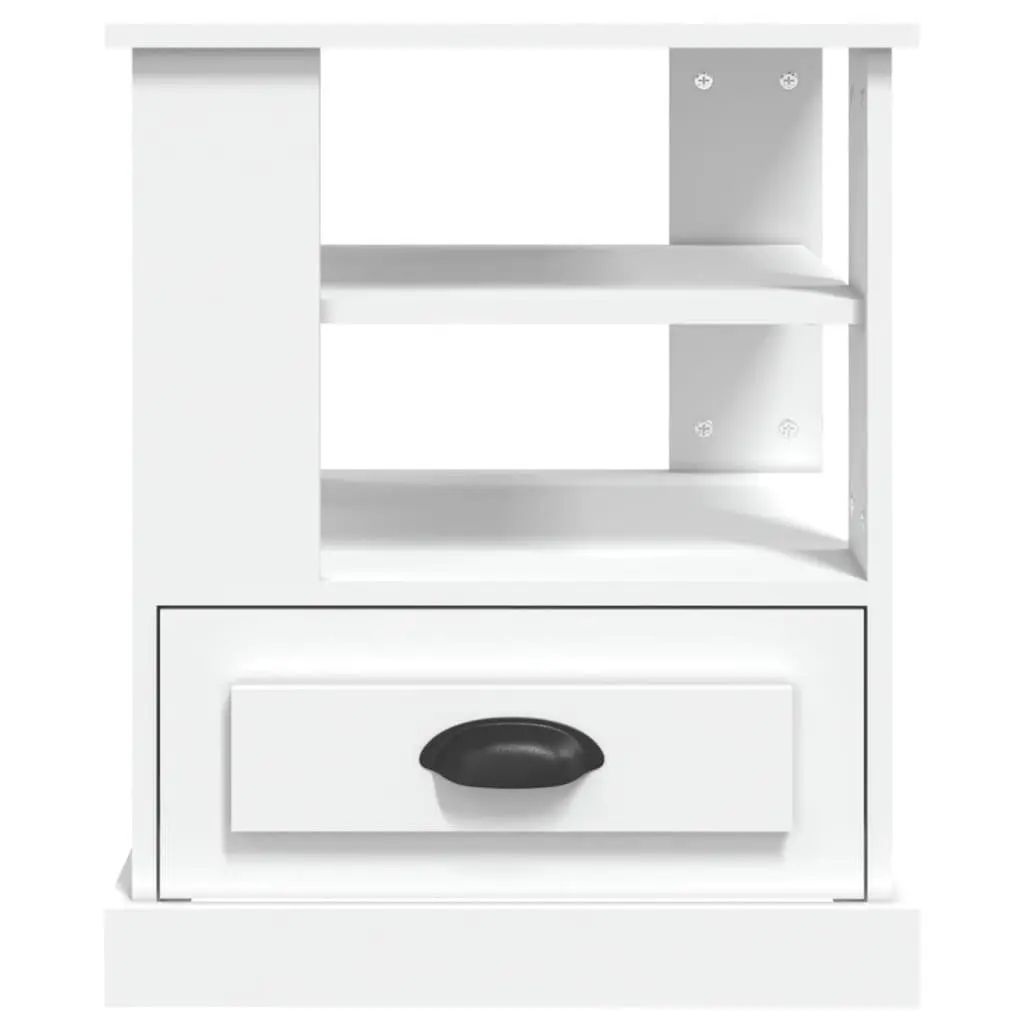 Side Table Engineered Wood 50x50x60 cm White Storage Accent Furniture Living Room