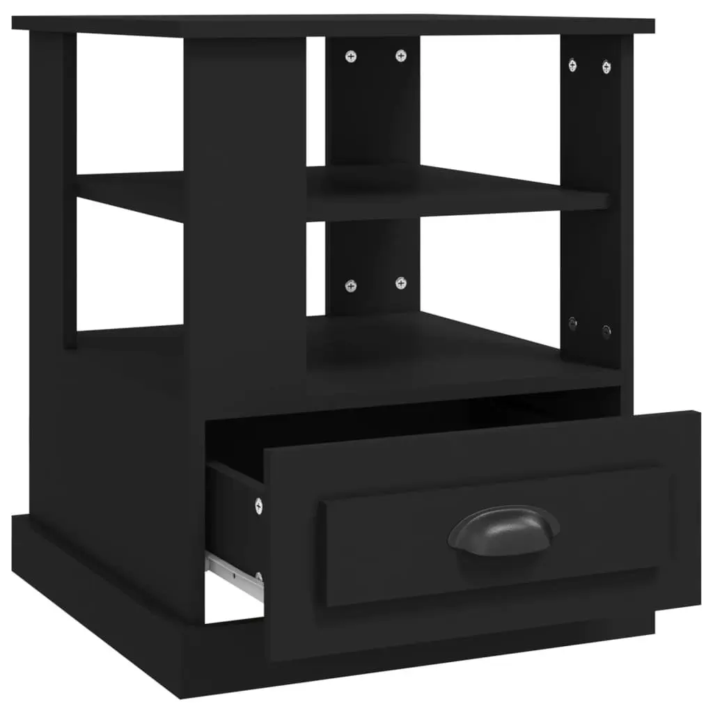 End Table Engineered Wood Storage Accent Furniture Black 50x50x60cm Home Decor