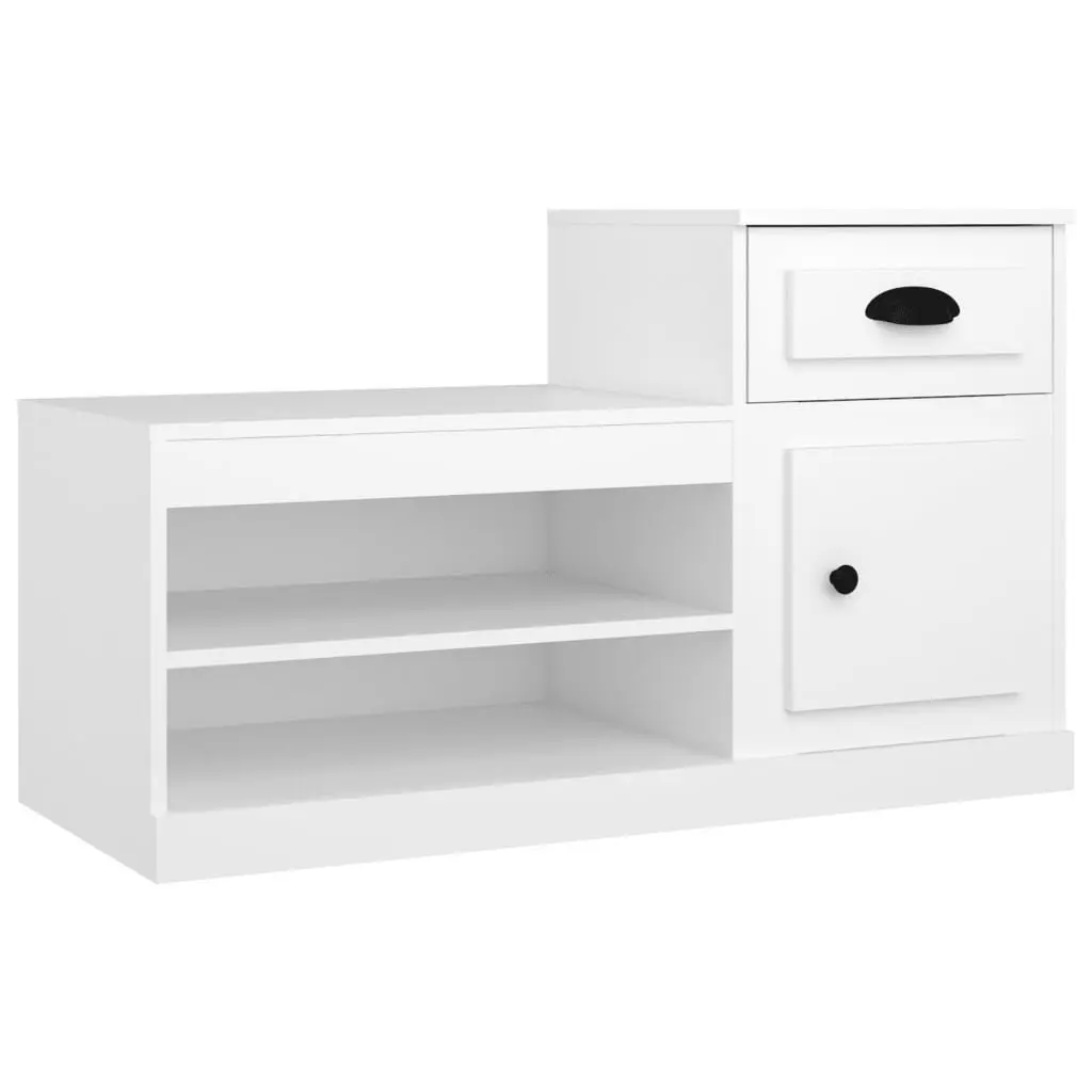 Shoe Storage Cabinet Engineered Wood White 100x42x60cm Two-Tier Organiser