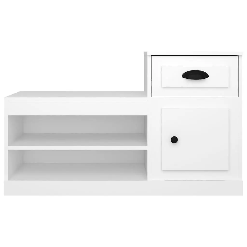 Shoe Storage Cabinet Engineered Wood White 100x42x60cm Two-Tier Organiser