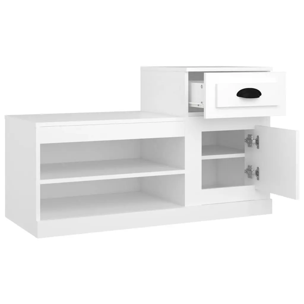 Shoe Storage Cabinet Engineered Wood White 100x42x60cm Two-Tier Organiser