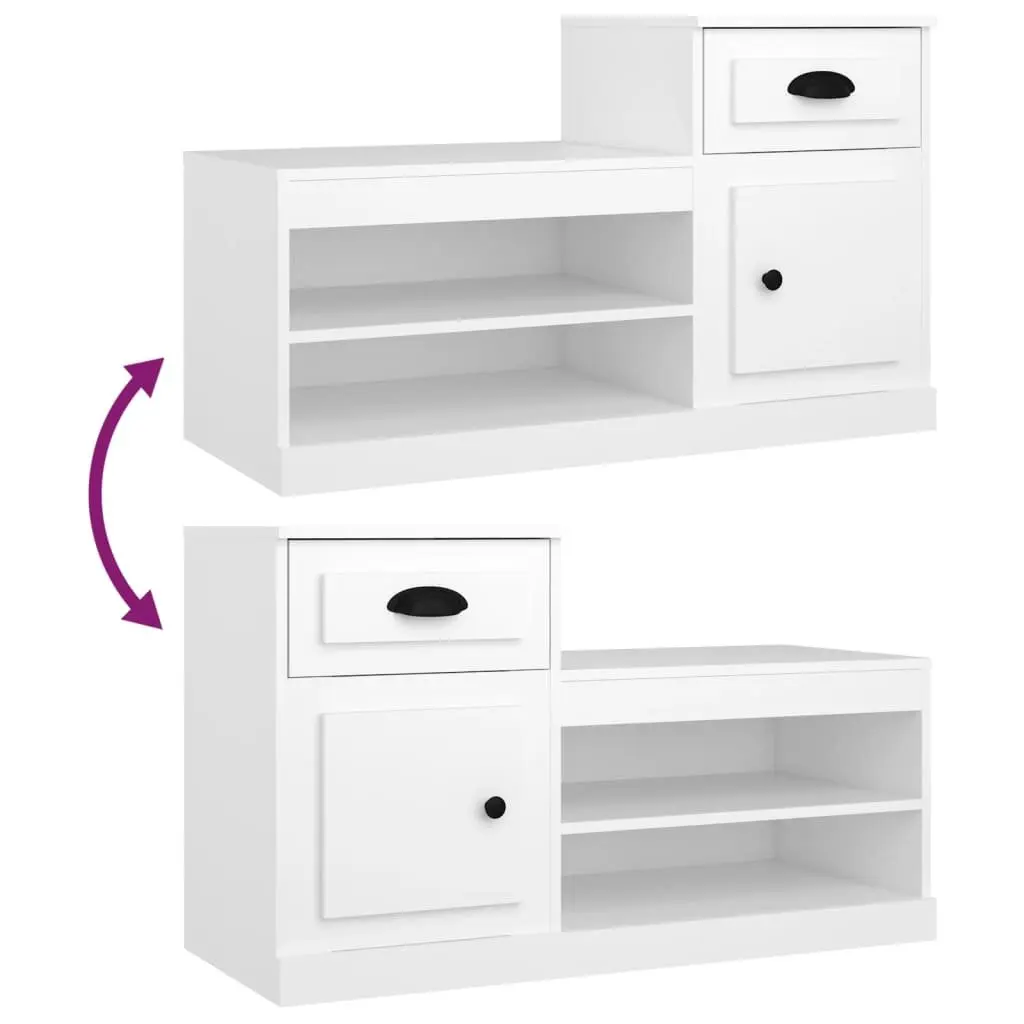 Shoe Storage Cabinet Engineered Wood White 100x42x60cm Two-Tier Organiser