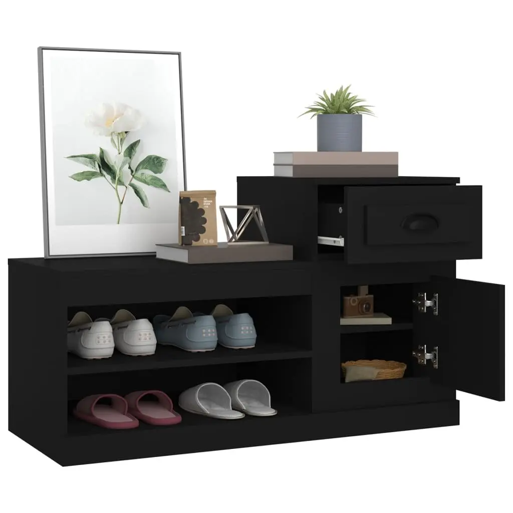 Shoe Cabinet Black 100x42x60 cm Storage Organiser Engineered Wood Cupboard