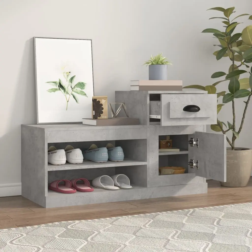 Shoe Cabinet Engineered Wood Grey 100x42x60cm