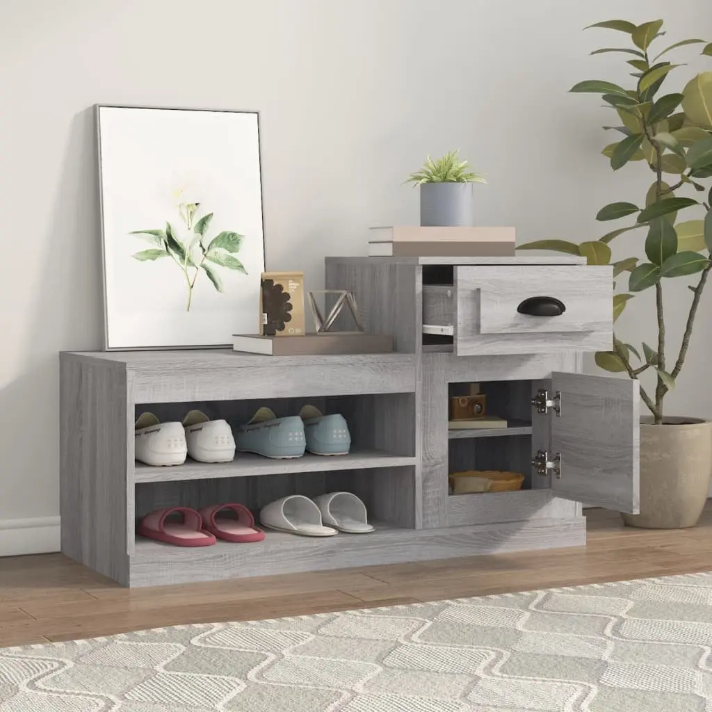 Shoe Cabinet Engineered Wood 100x42x60cm Grey Storage Organiser