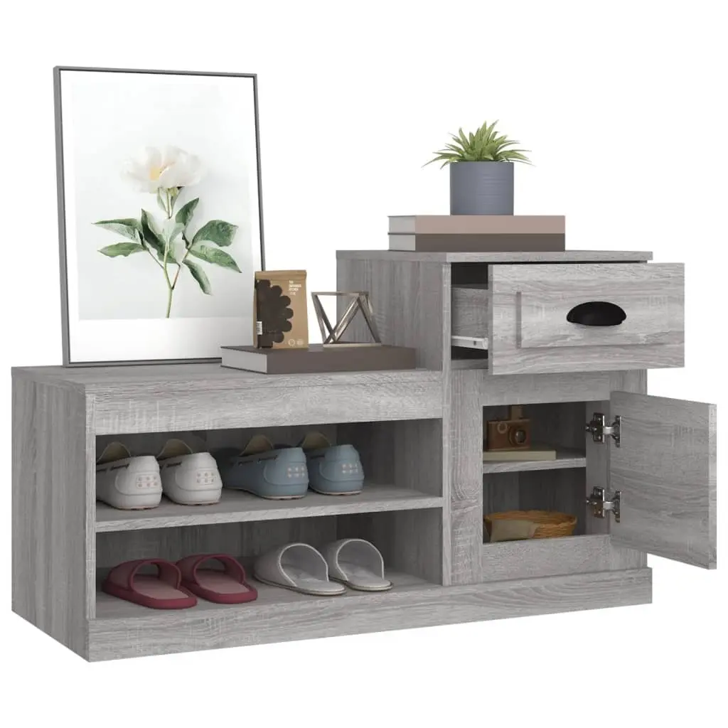 Shoe Cabinet Engineered Wood 100x42x60cm Grey Storage Organiser