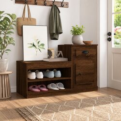 Practical Shoe Storage for Every Home: Brown Oak Cabinet
