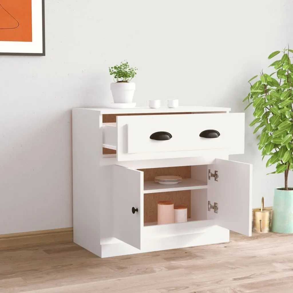 Sideboard Storage Cabinet Engineered Wood White 70x35.5x67.5cm For Organised Home Storage
