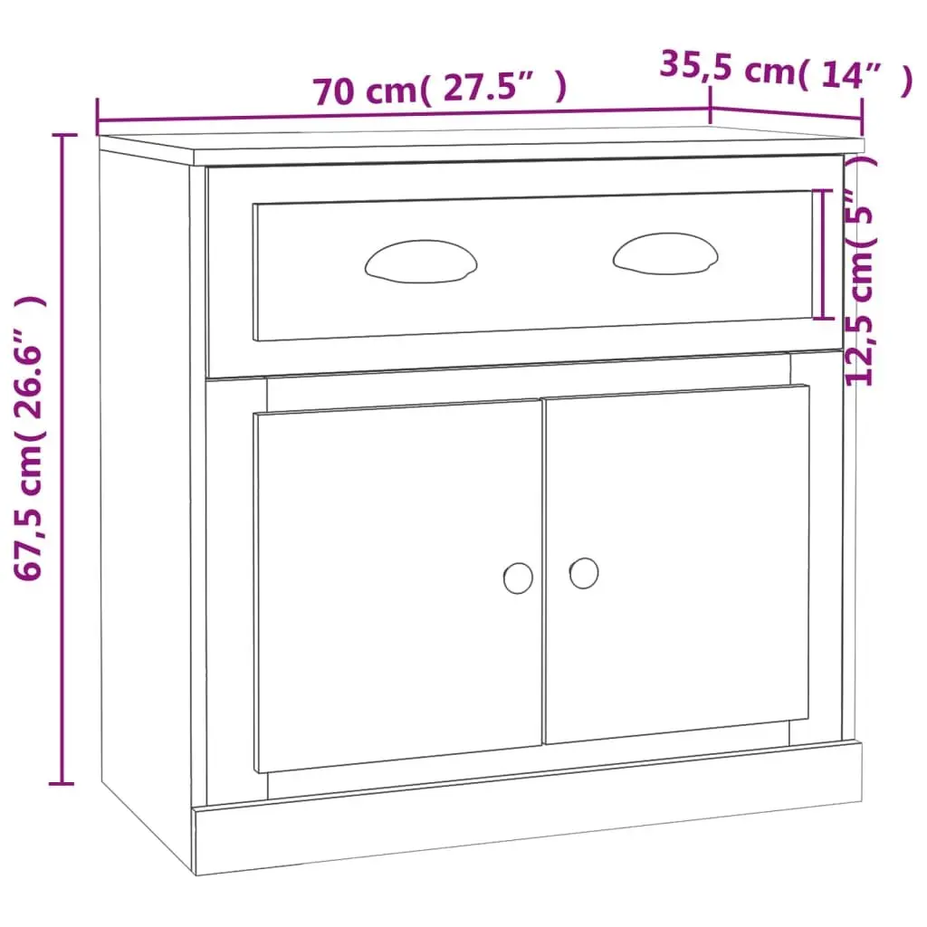 White High Gloss Sideboard Storage Cabinet Engineered Wood Furniture