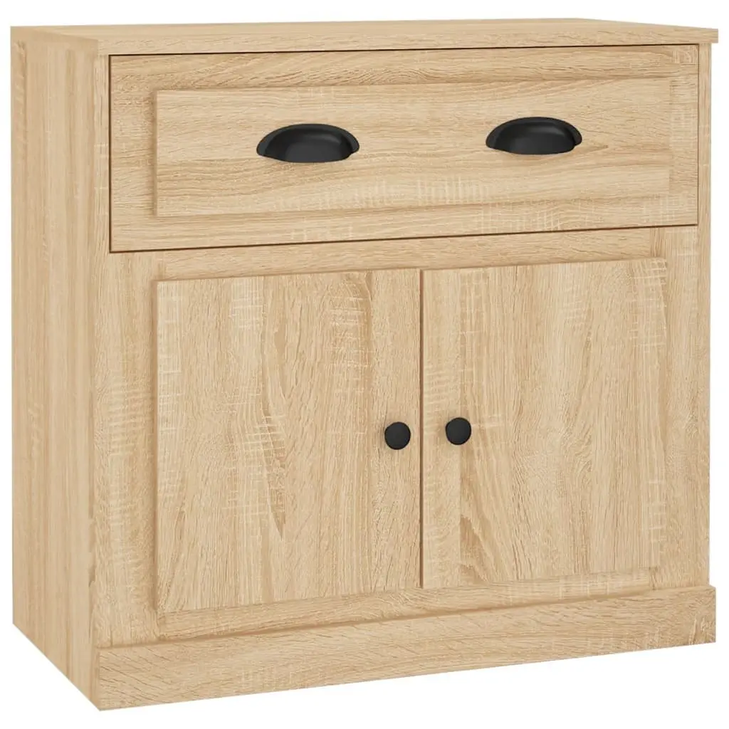 Brown Sideboard Storage Cabinet Engineered Wood 70cm Living Room Buffet with Display Surface