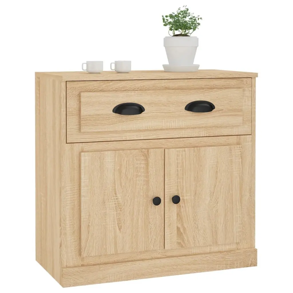 Brown Sideboard Storage Cabinet Engineered Wood 70cm Living Room Buffet with Display Surface