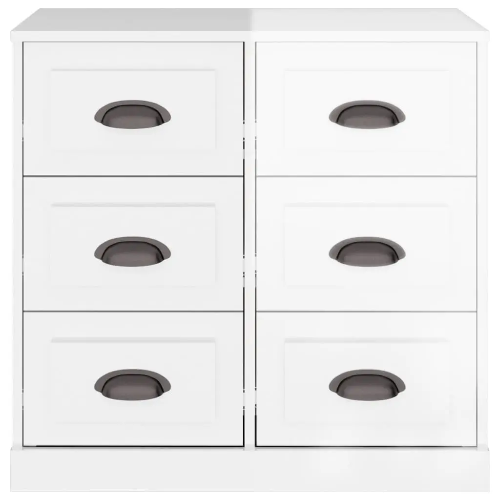 White Sideboard Storage Cabinet Engineered Wood High Gloss Buffet Furniture 70cm
