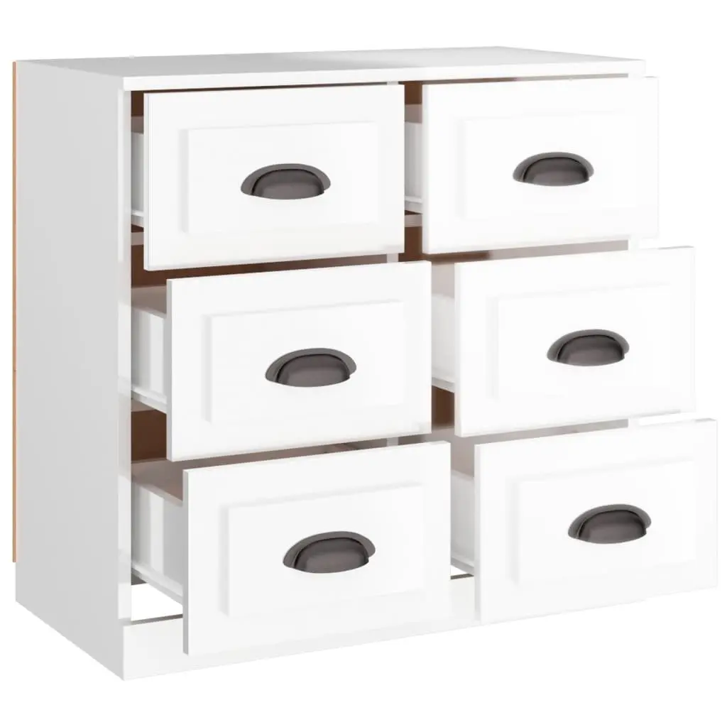 White Sideboard Storage Cabinet Engineered Wood High Gloss Buffet Furniture 70cm
