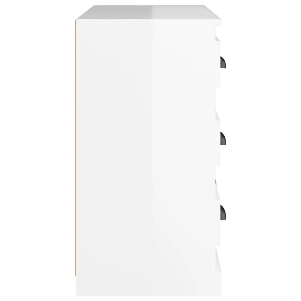 White Sideboard Storage Cabinet Engineered Wood High Gloss Buffet Furniture 70cm