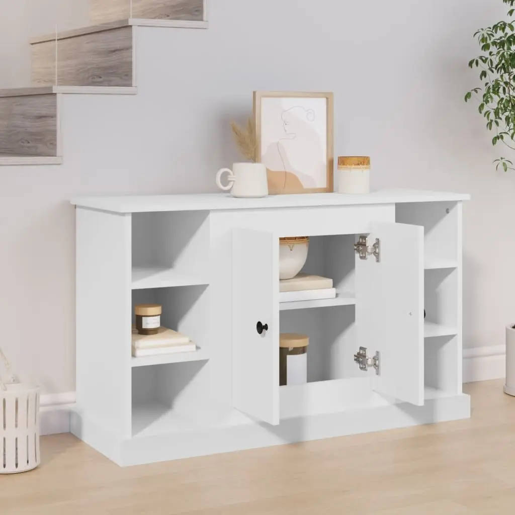 Storage Cabinet Sideboard Engineered Wood White 100x35.5x60cm Buffet with Internal Storage and Flat Top Surface for Home Essentials