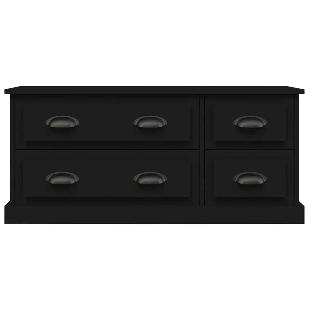 TV Cabinet Engineered Wood 100x35.5x45 cm Black 4 Drawers Media Storage Unit