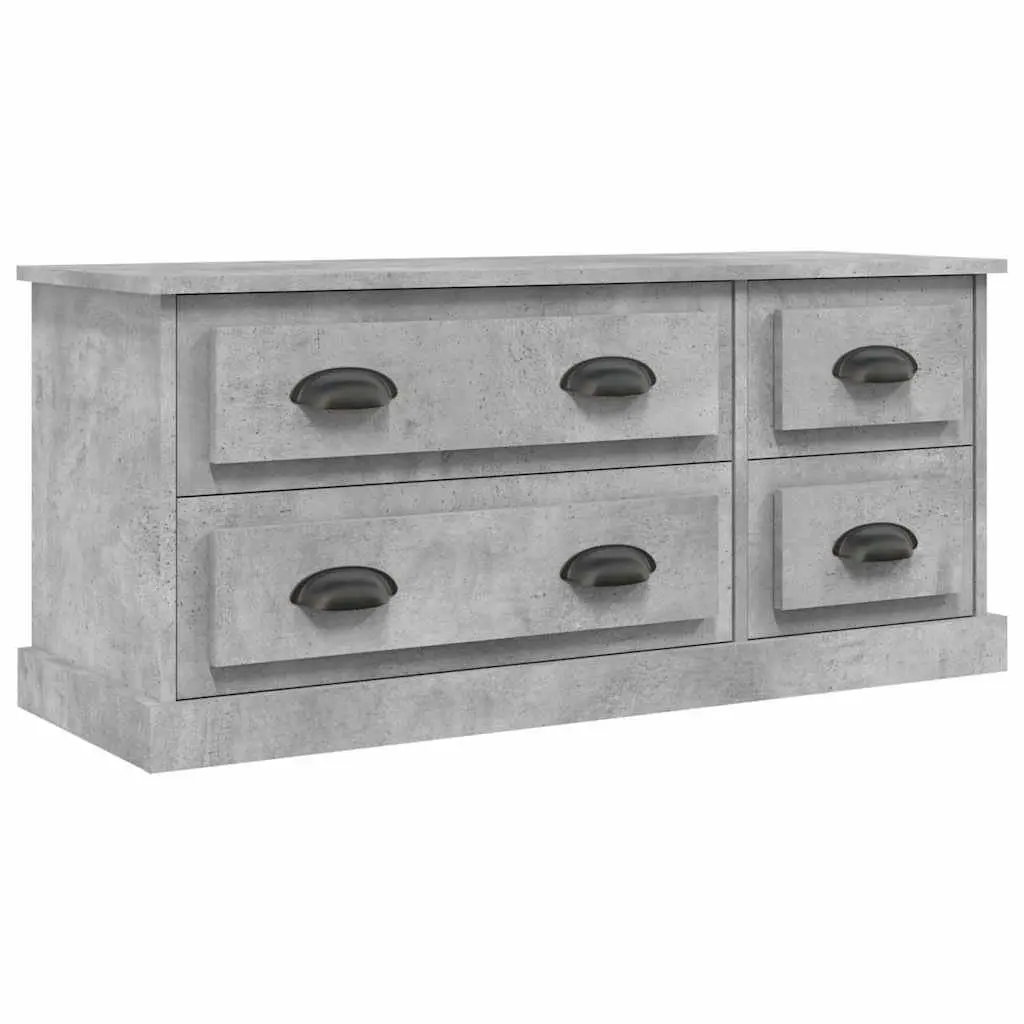 TV Cabinet Engineered Wood 100cm Grey 4 Drawers Storage Unit Media Stand Display