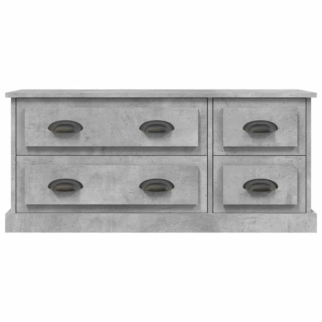TV Cabinet Engineered Wood 100cm Grey 4 Drawers Storage Unit Media Stand Display