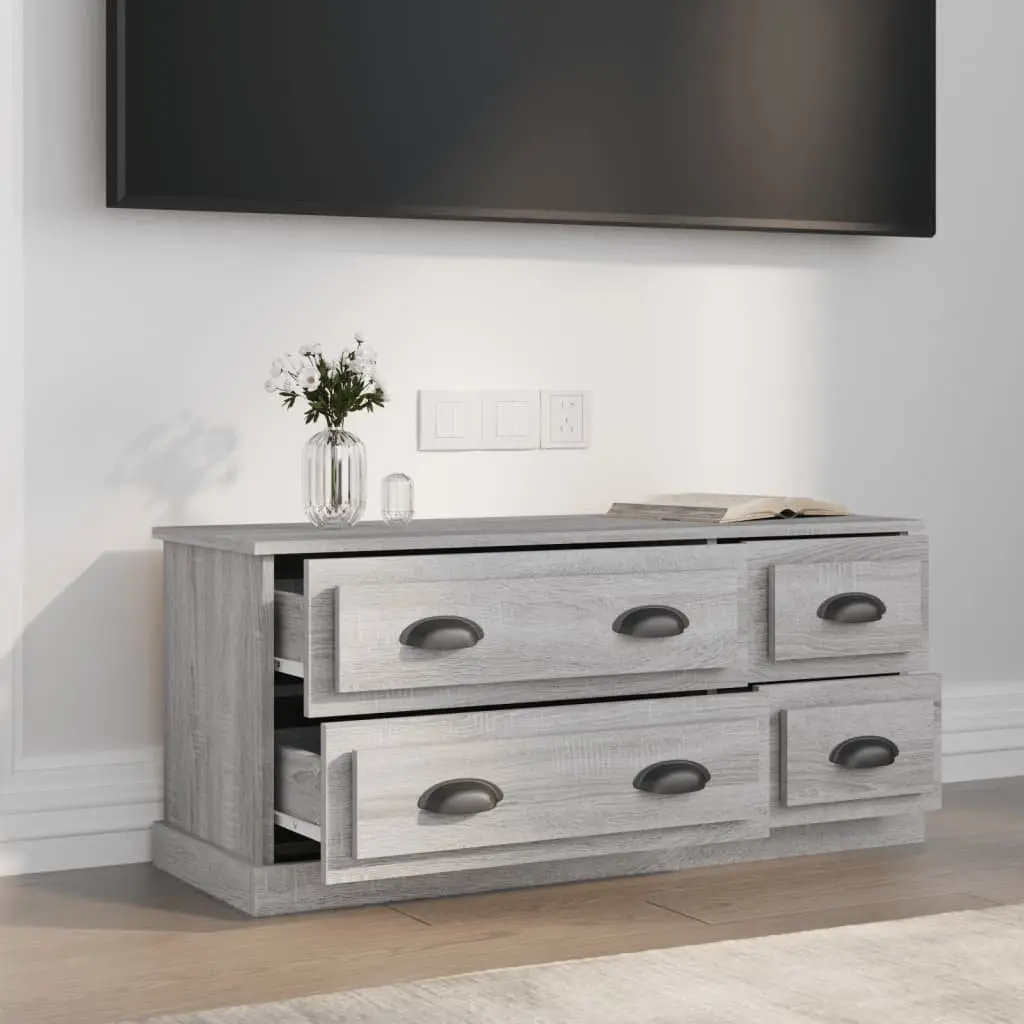 TV Cabinet Grey Sonoma 100x35.5x45cm Engineered Wood Media Storage Unit Drawers
