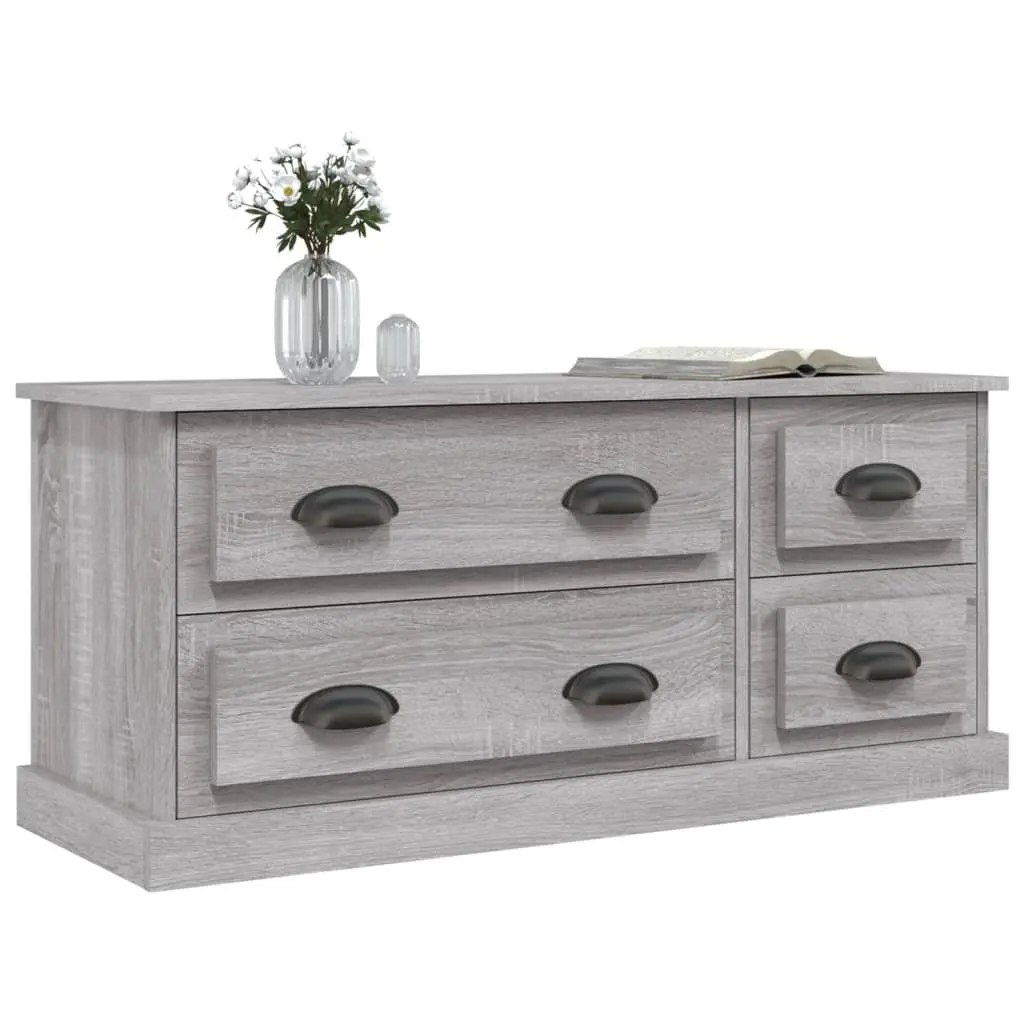 TV Cabinet Grey Sonoma 100x35.5x45cm Engineered Wood Media Storage Unit Drawers