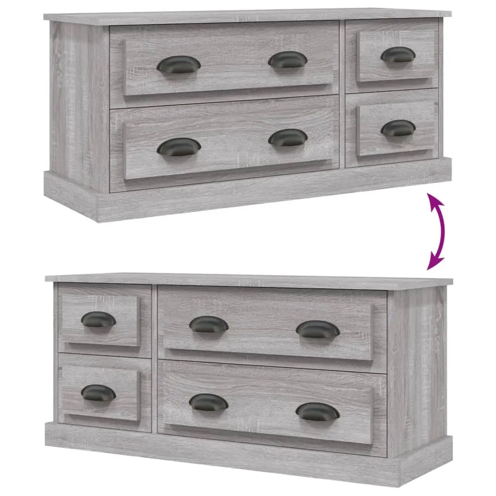 TV Cabinet Grey Sonoma 100x35.5x45cm Engineered Wood Media Storage Unit Drawers