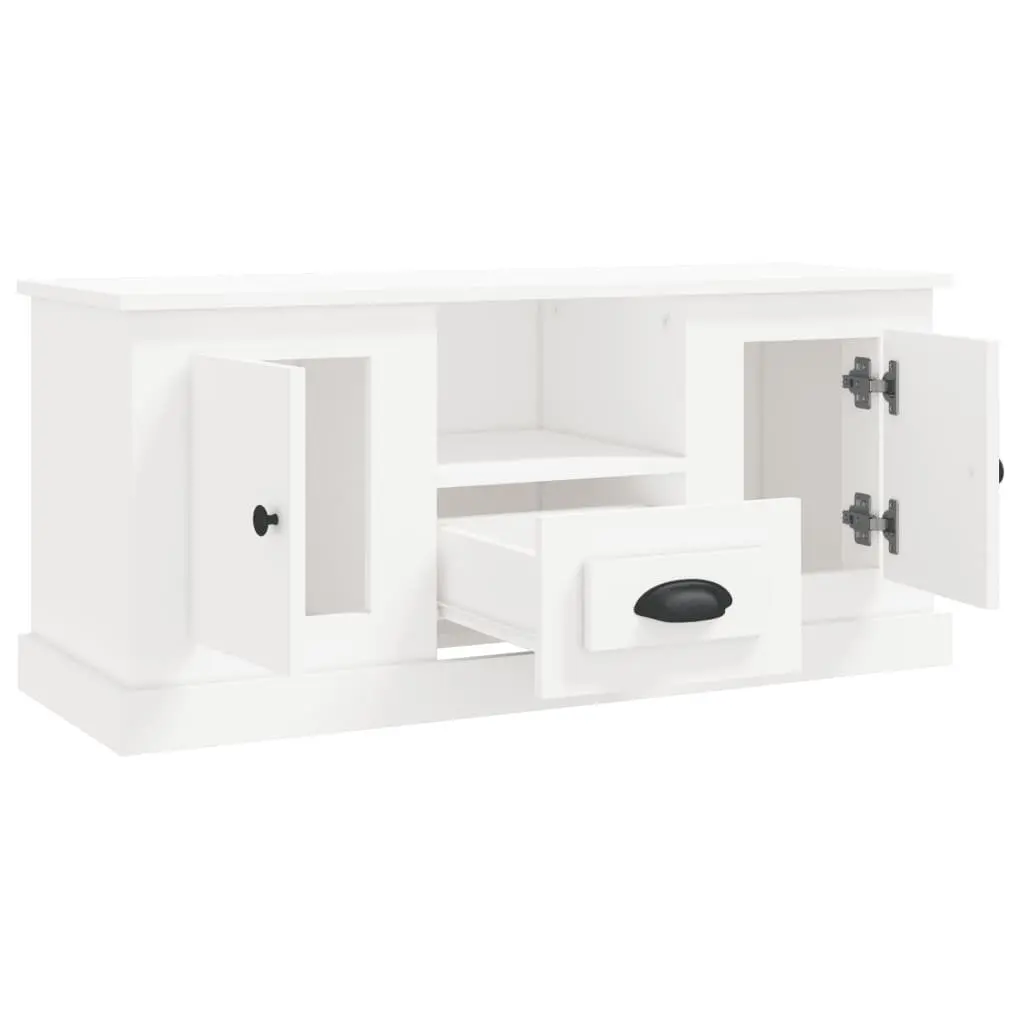 TV Cabinet Engineered Wood 100 x 35.5 x 45 cm White Storage Unit Living Room Furniture