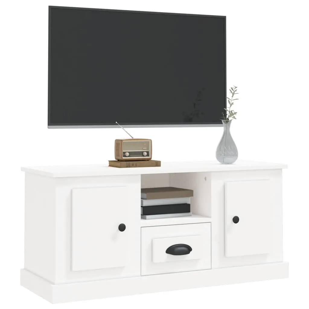 TV Cabinet Engineered Wood 100 x 35.5 x 45 cm White Storage Unit Living Room Furniture
